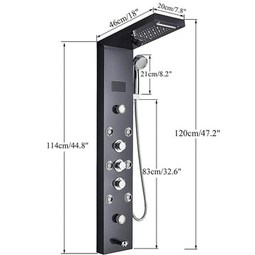 Panel de Dus cu LED 1154, cu efect de ploaie si jeturi cu masaj, cod 1154